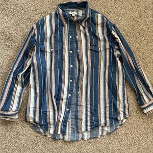 Wrangler Retro Women’s Blue Striped Button Down Shirt
